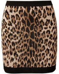 Balmain Leopard Print Knit Mini Skirt