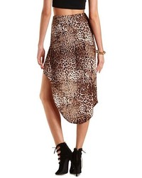 Charlotte Russe Leopard Print Knotted High Low Skirt