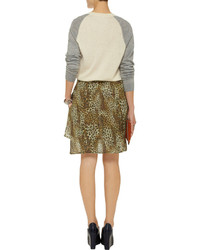 Suno Leopard Print Silk Chiffon Skirt