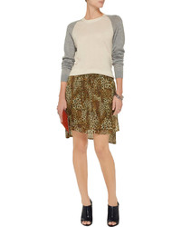 Suno Leopard Print Silk Chiffon Skirt
