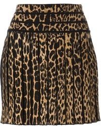 Roberto Cavalli Leopard Print Pleated Skirt