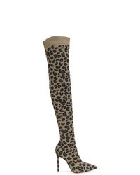 Brown Leopard Over The Knee Boots