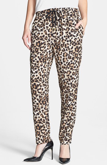 Chaus Leopard Print Drawstring Pants Rich Black Size Large Large, $47 ...