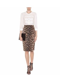 Altuzarra Faun Leopard Print Cotton Pencil Skirt