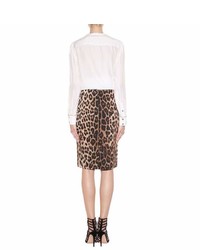 Altuzarra Faun Leopard Print Cotton Pencil Skirt