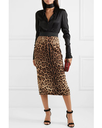 Dolce & Gabbana Leopard Print Crepe Midi Skirt