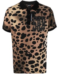 Just Cavalli Logo Patch Leopard Print Polo Shirt
