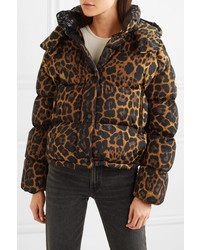 Moncler Leopard Print Quilted Shell Down Jacket
