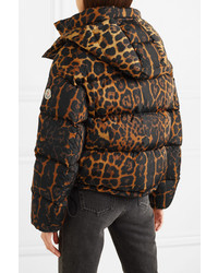 Moncler Leopard Print Quilted Shell Down Jacket