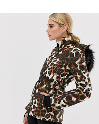 ASOS 4505 Tall Ski Mix And Match Jacket With Belt And Detail In Leopard Print