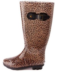 Charlotte Russe Rubber Leopard Print Rain Boots