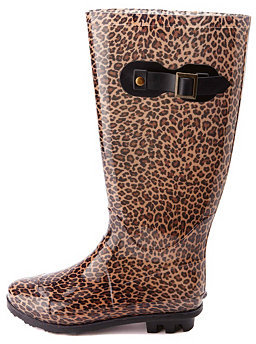 leopard rubber boots