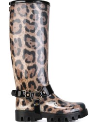Dolce & Gabbana Leopard Print Rain Boots