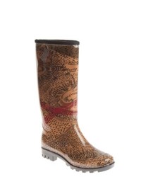Henry Ferrera Abstract Leopard Printed Rain Boots