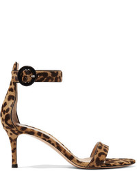 Gianvito Rossi Portofino 70 Leopard Print Calf Hair Sandals Leopard Print