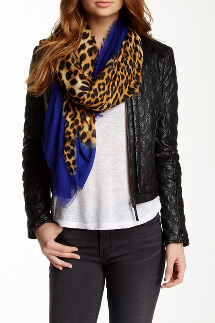 Leopard Silk Scarf - Blue