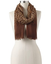 Chaps Leopard Ombre Fringed Scarf