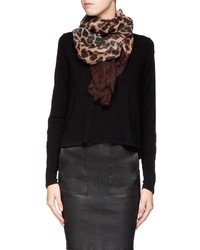 Nobrand Lace Panel Leopard Print Scarf