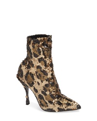 Brown Leopard Sequin Ankle Boots
