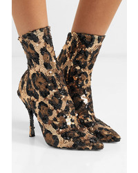 Dolce & Gabbana Sequined Stretch Knit Sock Boots