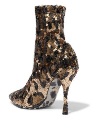 Dolce & Gabbana Sequined Stretch Knit Sock Boots