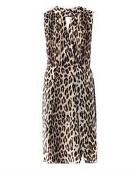 L'Agence Leopard Print Sleeveless Satin Dress
