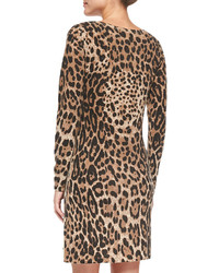 Sofia Cashmere Leopard Print Cashmere Sheath Dress