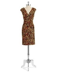 Chetta B Leopard Print Ruched Dress