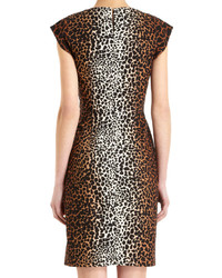 Derek Lam Leopard Print Sheath Dress Nude