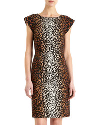 Derek Lam Leopard Print Sheath Dress Nude