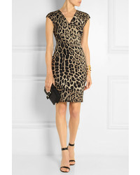 Roberto Cavalli Leopard Print Stretch Jersey Dress