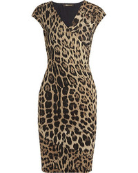 Roberto Cavalli Leopard Print Stretch Jersey Dress