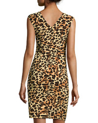 Chetta B Sleeveless Leopard Print Wrap Dress Blackchestnut