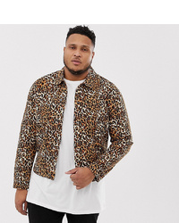 ASOS DESIGN Plus Leopard Print Denim Jacket