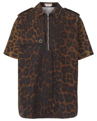 Burberry Short Sleeve Leopard Print Cotton Shirt