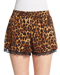 Vigoss Lace Trimmed Leopard Print Shorts