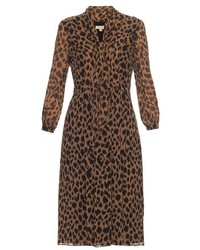 Brown Leopard Silk Dress