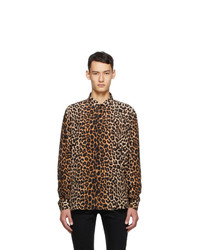 Brown Leopard Silk Long Sleeve Shirt