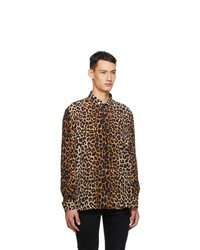 Saint Laurent Brown Silk Leopard Shirt