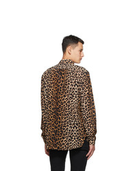 Saint Laurent Brown Silk Leopard Shirt
