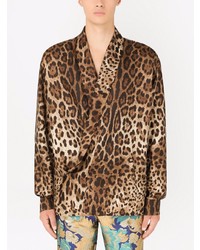 Dolce & Gabbana Leopard Print Tuxedo Style Shirt