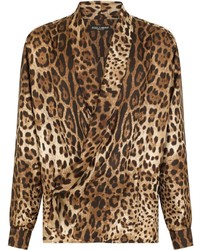 Dolce & Gabbana Leopard Print Tuxedo Style Shirt
