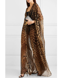 Saint Laurent Leopard Print Silk Chiffon Maxi Dress