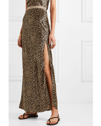 Nili Lotan Maya Leopard Print Silk Satin Maxi Skirt