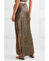 Nili Lotan Maya Leopard Print Silk Satin Maxi Skirt