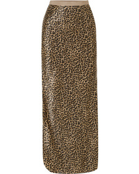 Nili Lotan Maya Leopard Print Silk Satin Maxi Skirt