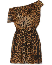 Brown Leopard Silk Shift Dress