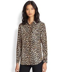 Brown Leopard Silk Shirt