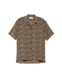 Saint Laurent Micro Leopard Print Silk Shirt