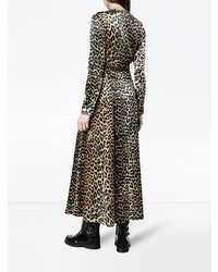 Ganni Dufort Silk Leopard Print Wrap Dress